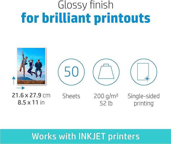 HP Everyday Photo Paper, Glossy, 8.5x11 in, 50 sheets (Q8723A)