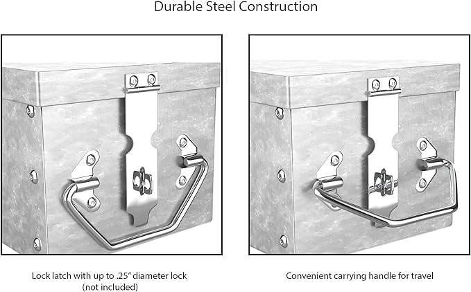 Stalwart Metal Lock Box with Folding Handle | Stackable Design | Secure Valuables | Silver | Pack of 2