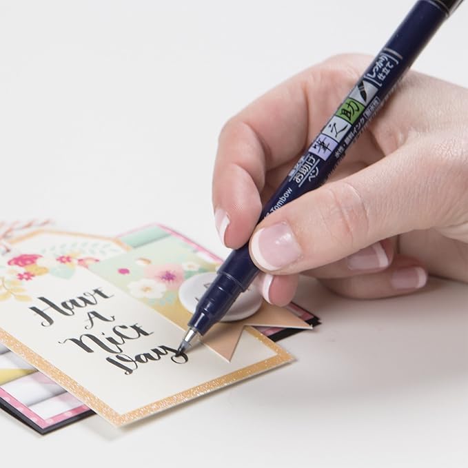 Tombow 82038 Fudenosuke Brush Pen, Soft and Hard Tip Fudenosuke Brush Pen for Calligraphy and Art Drawings