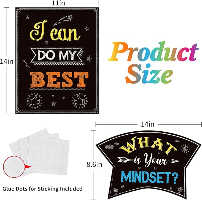 Classroom Decorations, 21 Pcs Growth Mindset Posters Bulletin Board Decorations for School Office Home- 11 x 14 Inch