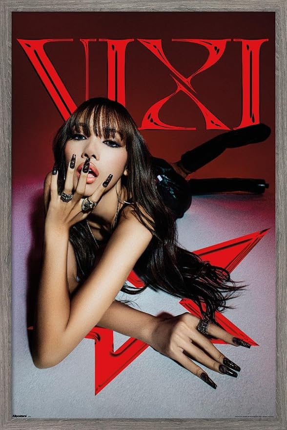 LISA - VIXI Red Star Wall Poster, 22.4L" x 14.7W", Barnwood Framed Version