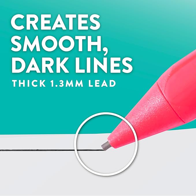 Paper Mate Handwriting Triangular Mechanical Pencil Set with Lead & Eraser Refills, 1.3mm, 8 Count - Back to School, Teacher Supplies, Home, Kids Writing, Fun Barrel Colors
