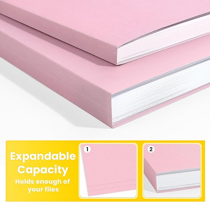 SUNEE File Folders, 18 Pack Manilla Folders 8.5 x 11, Colored Folders Office Organization Home School Folder for Documents Files Paper,Pink Color