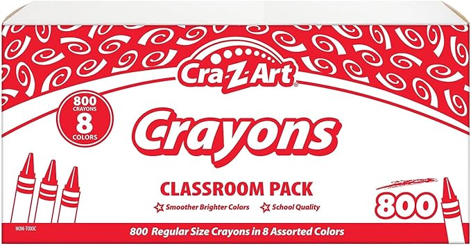 Cra-Z-Art Crayon Bulk Class Pack 800ct 8 Assorted Colors