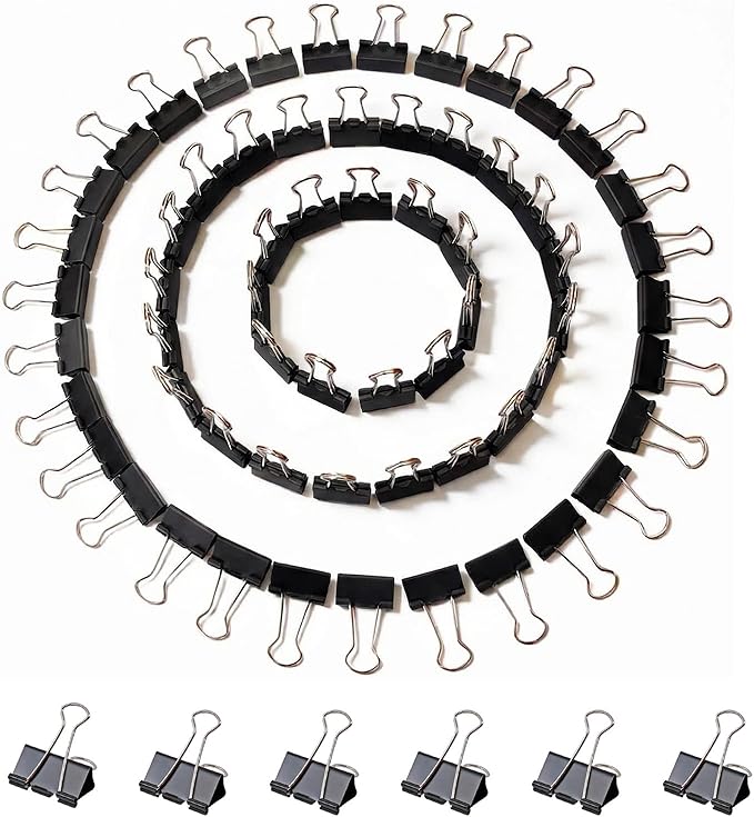 148Pcs Small Binder Clips Black, 0.75 in/19mm Mini Binder Paper Clips Office Clips Office Supplies Desk, 3/4 Inch Cute Binder Clips, Small Paper Clamps for Home School Business (Black)