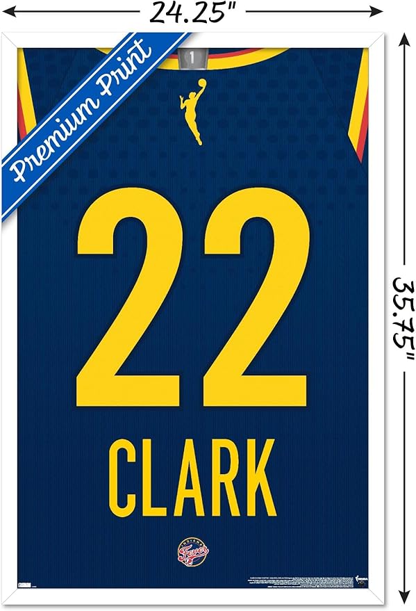 WNBA Indiana Fever - Caitlin Clark Jersey Wall Poster, 34L" x 22.4W", White Framed Version