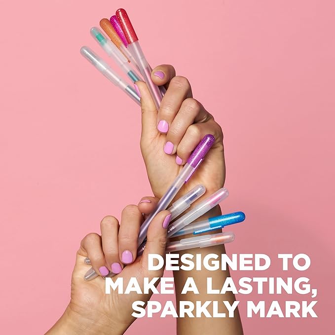 SAKURA Gelly Roll Retractable Gel Pens Colored - Stardust Glitter Gel & Medium Point - For Journaling, Art, or Drawing - With Assorted Colored Ink - 10 Pens