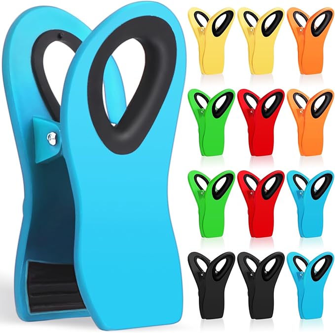 12 Pack Chip Clips Bag Clips, Magnetic Bag Clip for Food Storage Heavy Duty, Plastic Food Clip for Chips, Snack, Kitchen, Refrigerator, Garden, Sewing, Fabric, Clothes Pins