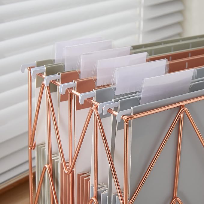 Y YOMA Letter Size - 6 Pack Extra Capacity Hanging File Folders Accordion Decorative File Folder Cute Colored Hanging Folder Organizer for Office Home with 1/5-Cut Adjustable Tabs, Natural Color