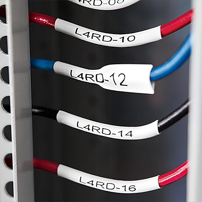 DYMO Rhino Industrial Heat-Shrink Labels, 3/4" Tube, Black Print on White