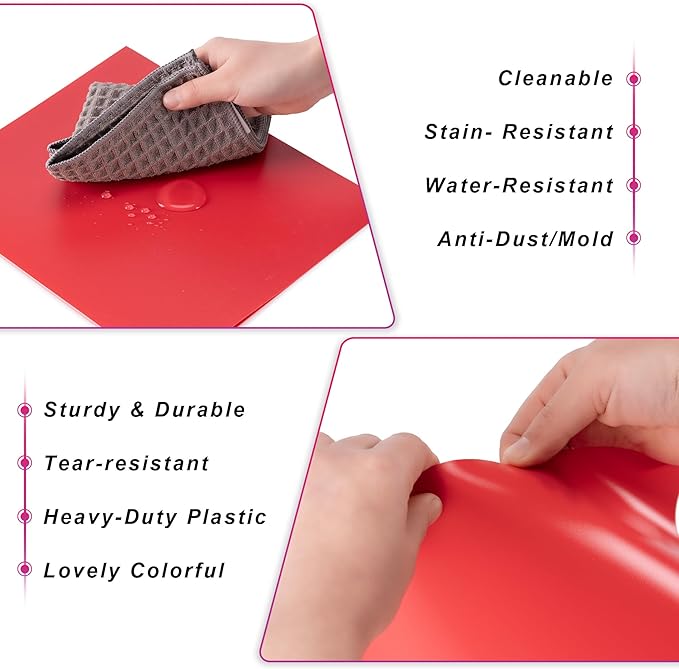 Plastic Folders with Pockets (7 Pack, Rosered), Durable Heavy Duty File Folders with Business Card Slot, 2-Pocket Folder for Schoolwork & Office,Letter Size