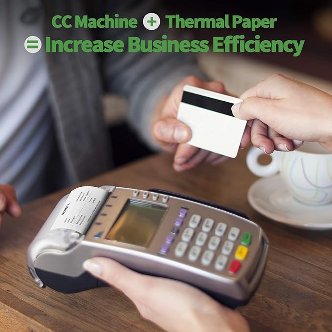 MUNBYN 2 1/4" inch x 50'ft Thermal Paper (50 Rolls), BPA Free Receipt Paper, 58mm Thermal Receipt Papers Fits All 58mm Thermal POS Printer, Square Terminal Credit Card Machines printers clearly