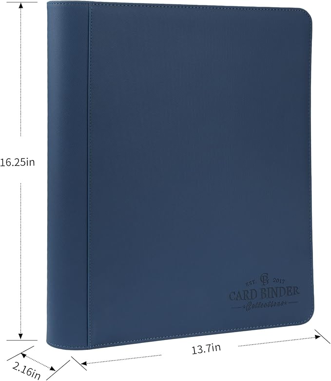 Toploader Binder,Toploader Hard Cases, 9-Pocket Pages Sleeves Hold up 288 Cards.Toploader Card Binder with Sleeves for “3×4” rigid，Card Holder(blue)
