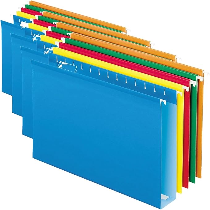 Pendaflex Extra Capacity Reinforced Hanging Folders, 2", Legal Size, Assorted Colors, 1/5 Cut, 25/BX (4153x2 ASST) (Pack of 4)
