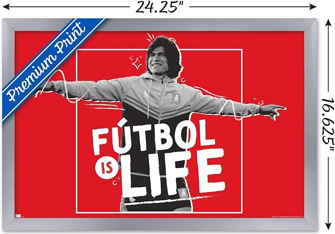 Ted Lasso - Futbol is Life Wall Poster, 22.4L" x 14.7W", Silver Framed Version