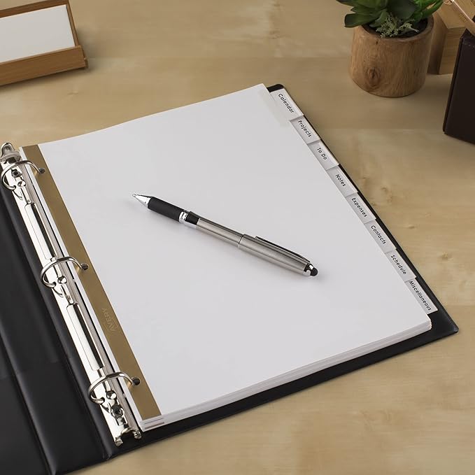 Avery Big Tab Insertable Dividers for 3 Ring Binders, 8-Tab Sets, White Paper, Clear Tabs, 6 Binder Divider Sets (41124)