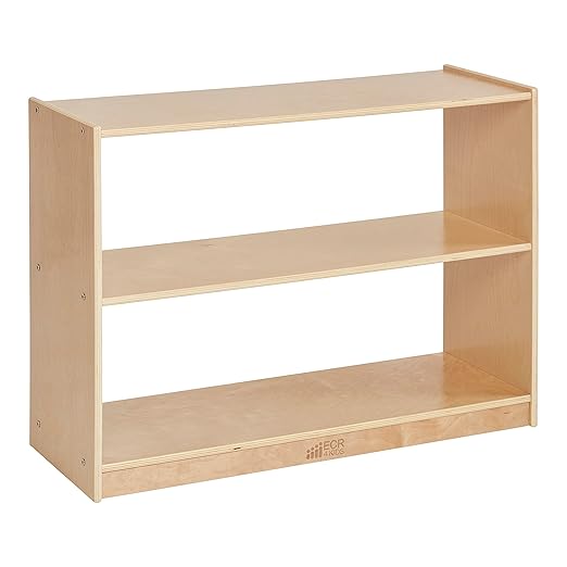 ECR4Kids 2-Shelf Mobile Island Storage Cabinet, Classroom Furniture, Natural