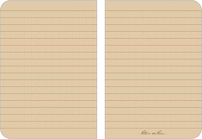 Rite in the Rain Weatherproof Soft Cover Pocket Notebook, 3.5" x 5", Tan Cover, Universal Pattern (No. 954T)