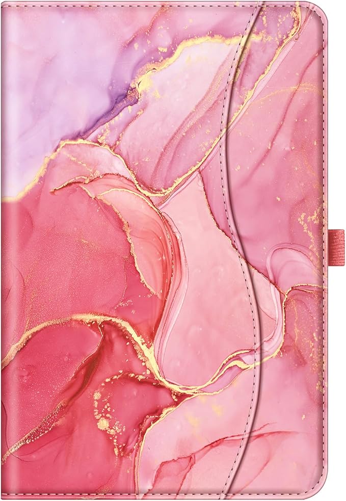 Fintie Case for Samsung Galaxy Tab S10 Lite/ S10 FE/ S9 FE 5G 10.9 Inch/Tab S9 11 Inch with S Pen Holder, Multi-Angle Viewing Protective Cover with Pocket, Auto Sleep/Wake, Marble Pink