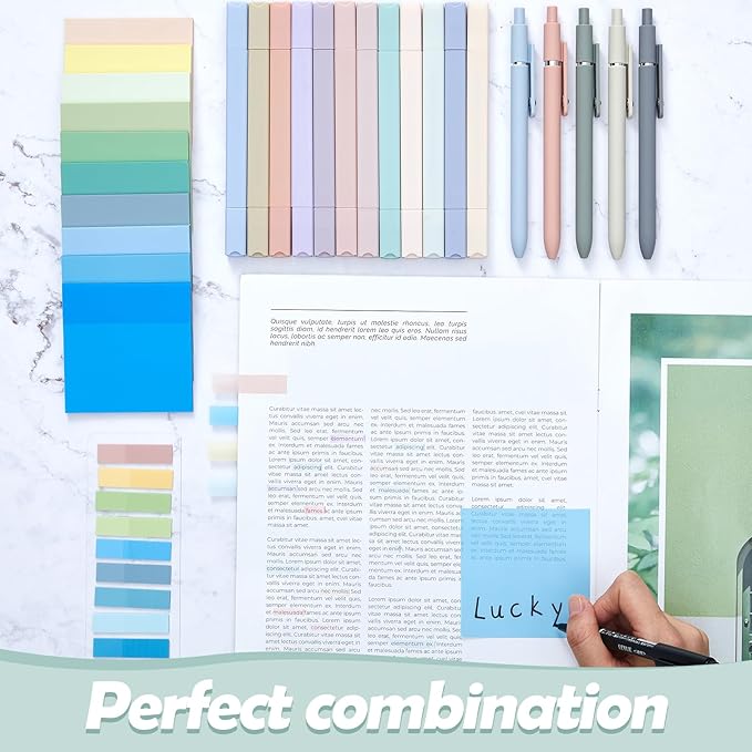 Jutom 38 Pcs Bible Journaling Study Kit for Women, Book Annotation Supplies with Highlighters Pens, Tabs, Sticky Notes, Markers for Christian Office Bible Study Supplies(Blue Series,Square)