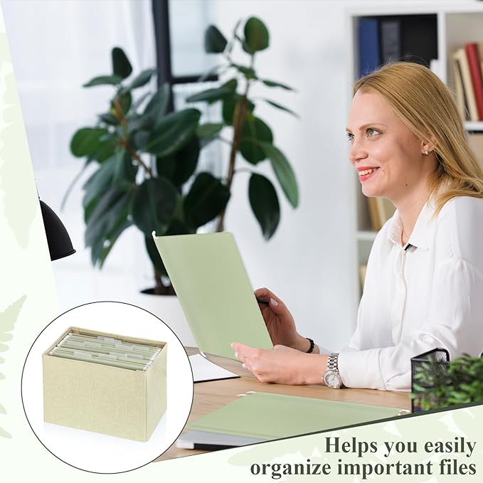 Letter Size Green Hanging File Folders Hanging Document Folder Plastic Transparent Hanging File Folder for File Cabinets Document Filing (10, Sage Green)
