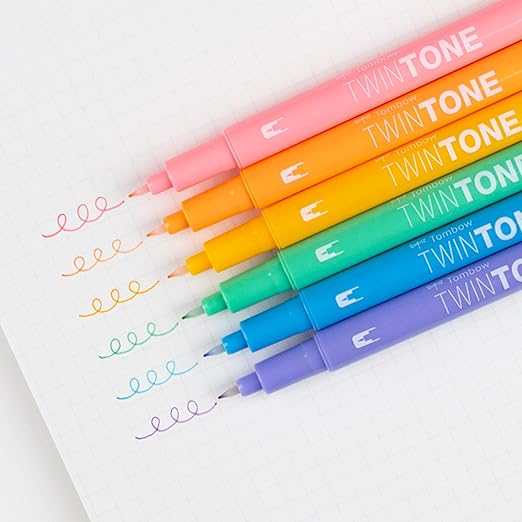 Tombow TwinTone Marker Set, 6-Pack Pastel. Double-Sided Markers Perfect for Planners, Journals, Doodling, and More!