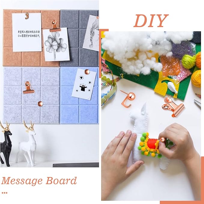 310 Pcs Rose Gold Push Pins Set, Thumb Tacks Decorative Push Pins for Cork Board with Push Pin Hook Pushpin Clip 5 Style Office Accessories for Cork Board Map Office (Rose Gold)