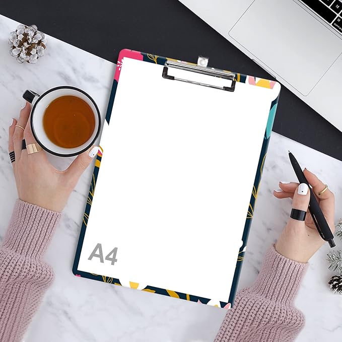 Fashion Clipboard, A4 Letter Size Wooden Decorative Clipboards for Teacher, Nurse, Doctor,Student and Kids, Cute Design for Standard Size 12.2" x 8.9"(C-Charming Flower)