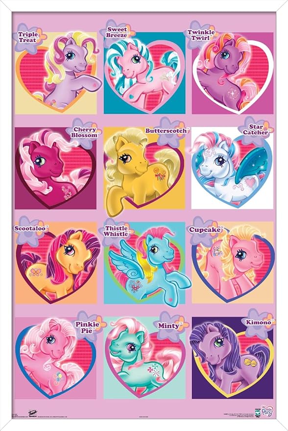Trends International Hasbro My Little Pony - Chart Wall Poster, 22.375" x 34", White Framed Version