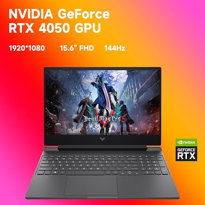 HP Victus RTX 4050 AI Gaming Laptop with Copilot, 15.6 FHD 144Hz, AMD Ryzen 7 7445HS(Beats Intel i7-13700), NVIDIA RTX 4050, 16GB DDR5 RAM, 1TB SSD, Backlit KB, Bundle with PCO Laptop Cooler