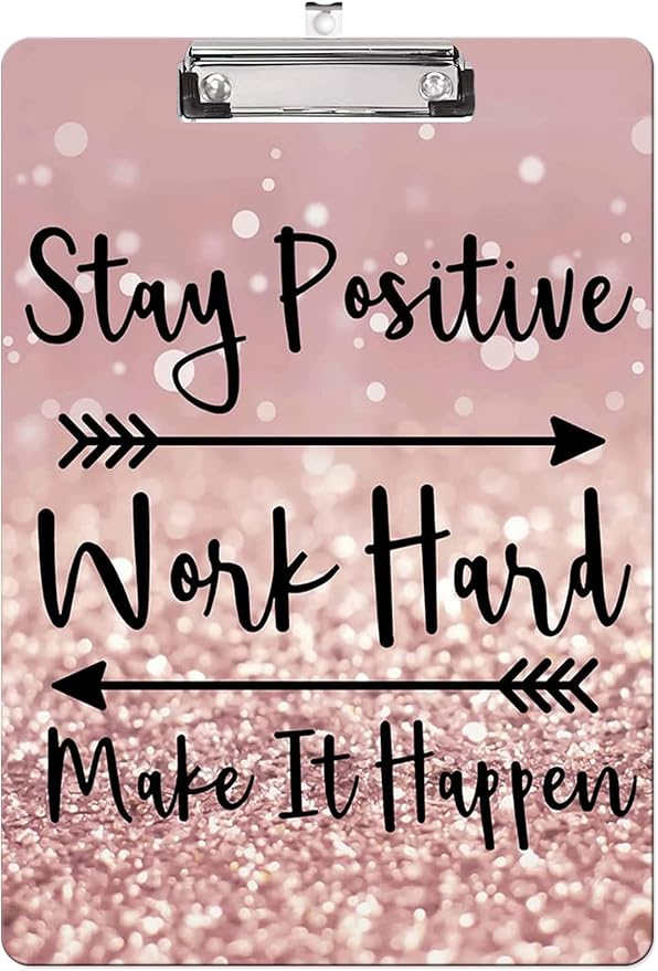 Fashion Clipboard, A4 Letter Size Wooden Decorative Clipboards for Teacher, Nurse, Doctor,Student and Kids, Cute Design for Standard Size 12.2" x 8.9" (C-Stay Positive)
