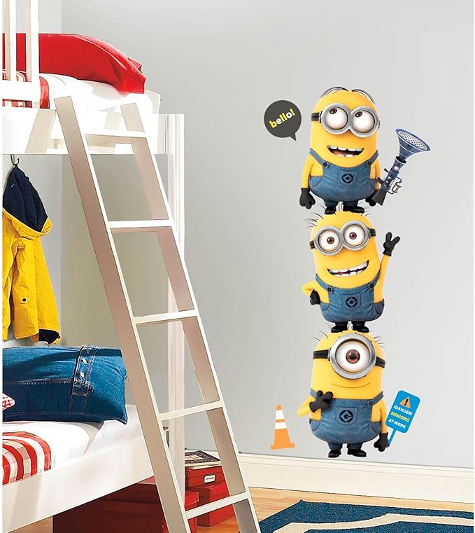 Minions RoomMates RMK2081GM Despicable Me 2 12" x 48.5" Yellow Giant Giant Wall Decals, 11 Pieces