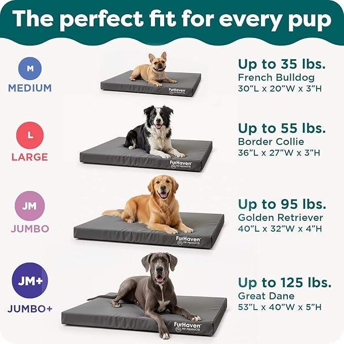 Furhaven Replacement Dog Bed Cover Water-Resistant Indoor/Outdoor Logo Print Oxford Polycanvas Mattress, Washable - Stone Gray, Large