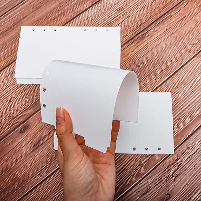 2 Set A6 Binder Dividers White Plastic Index Divider Blank Side 6 Tabs Top 3 Tabs Planner Insets 9 Sheets Refillable Page Protectors for 6 Ring Binder Notebook