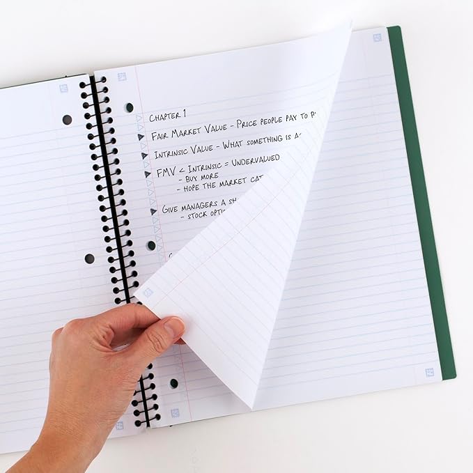 Five Star Advance Spiral Notebooks + Study App, 2 Pack, 1 Subject, College Ruled Paper, 11" x 8-1/2", 100 Sheets, With Spiral Guard and Movable Dividers, Black, Pacific Blue (820112)