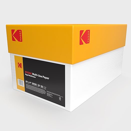 Kodak Printer Paper 8.5 x 11 | 20 lb Copy Paper 92 Bright | 10 Reams | 5,000 Sheets