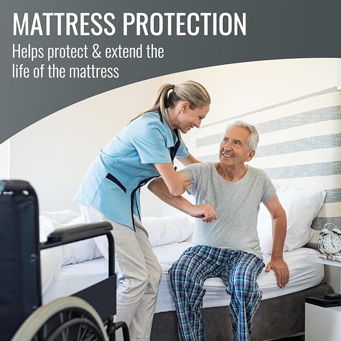 DMI Queen Size Waterproof Mattress Protector - Fitted, Noiseless Mattress Cover, Soft and Breathable, 60" x 80"x 15", White