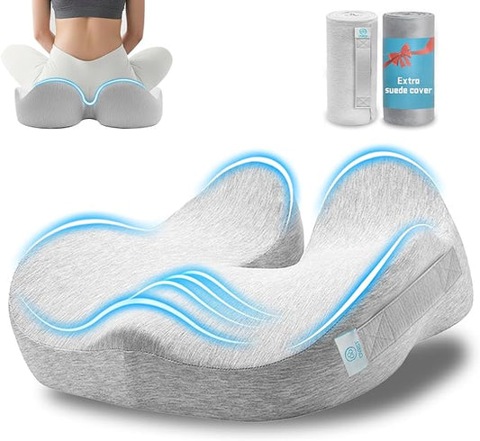 Memory Foam Seat Cushion，Ergonomic Office Chair Cushion，Coccyx Cushion for Tailbone Pain Relief Butt Pillow for Long Sitting，Suitable for Gaming Chair Car Seat Wheelchair