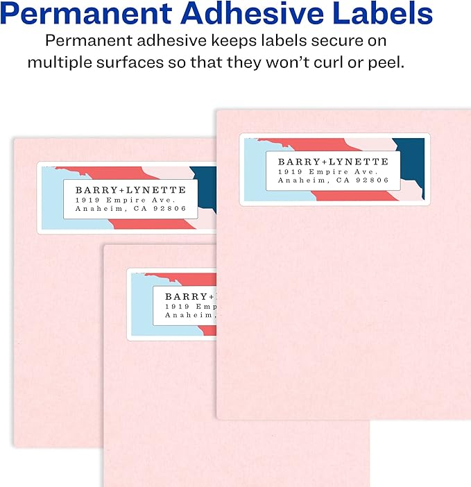 Avery Easy Peel Printable Address Labels with Sure Feed, 1" x 4", White, 500 Blank Mailing Labels (05261)