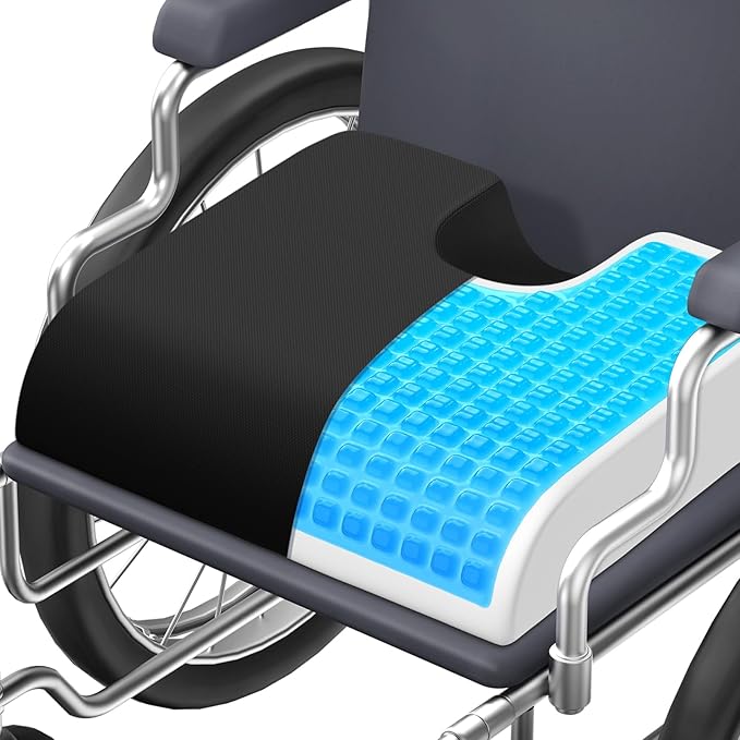 TranquilMoments Seat Cushion, Gel Wheelchair Seat Cushion，Ergonomic Chair Cushions for Office Chairs & Car, Relieve Sciatica, Back and Tailbone Pain, Removable Cover & Non - Slip Bottom, Black
