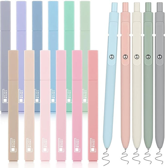 12 Pastel No Bleed Bible Highlighters and 5 Black Pens Set, Cute Aesthetic Assorted Colors Markers for Bible Studying Journaling Office School Supplies, Quick Dry