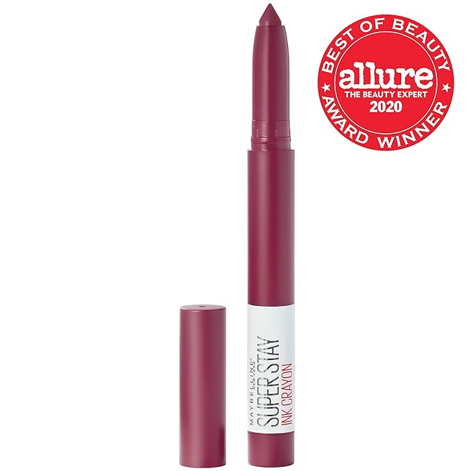 Maybelline Super Stay Ink Crayon Lipstick Makeup, Precision Tip Matte Lip Crayon with Built-in Sharpener, Longwear Up To 8Hrs, Accept A Dare, Wine Pink, 1 Count