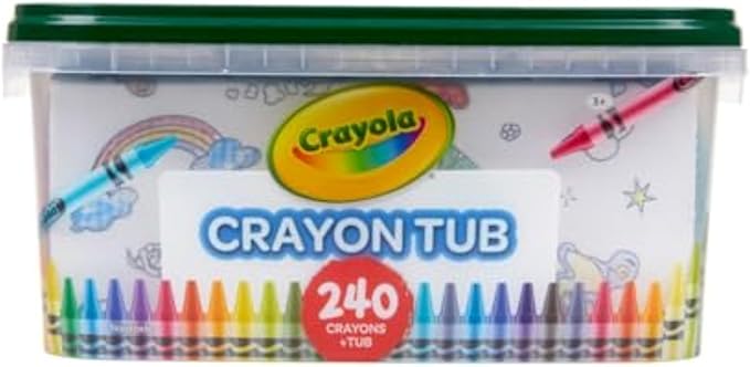 Crayola Crayon Tub (240ct), Bulk Crayons for Kids, Essential Easter Basket Stuffers for Toddlers, Spring Craft Supplies, Coloring Gifts for Kids, Ages 3+ [Amazon Exclusive]