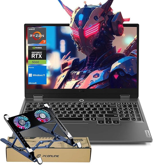 Lenovo LOQ RTX 5060 Gaming Laptop, 15.6" FHD 144Hz, AMD Ryzen 7 250, 64GB DDR5 RAM, 1TB PCIe M.2 SSD, Backlit Keyboard, Bundle with Laptop Cooler BDL, Wi-Fi 6, Windows 11 Home, Grey