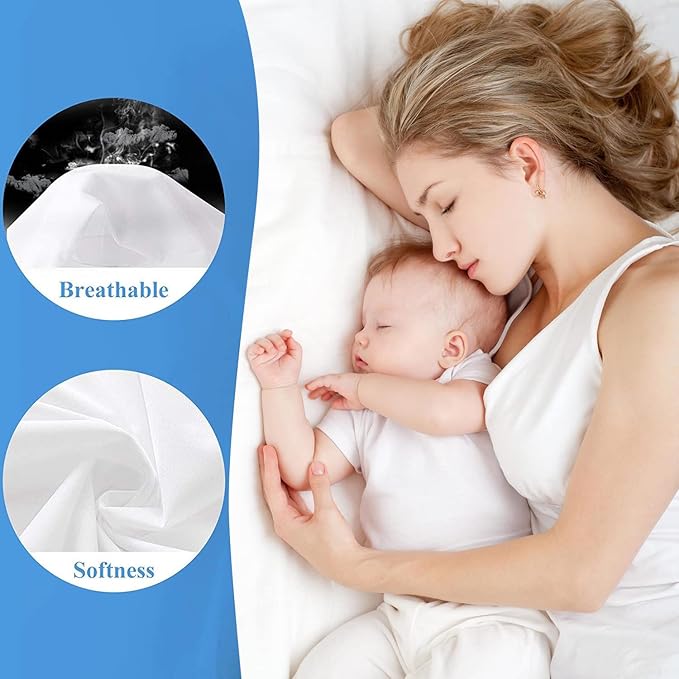 Twin Waterproof Mattress Protector - Noiseless, Breathable, Machine Washable Fitted Mattress Cover with Deep Pockets up to 5”-21”（White）