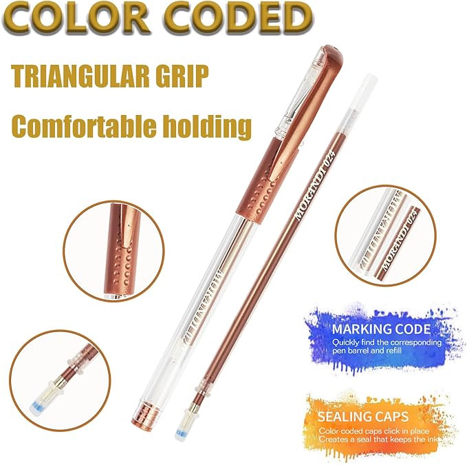 48 Pack Skin Tone Gel Pens, 24 Colored Gel Pen with 24 Refills,40% More Ink Write Smooth for Kids Adults Coloring Books Drawing Doodling Scrapbooks Bullet Journaling
