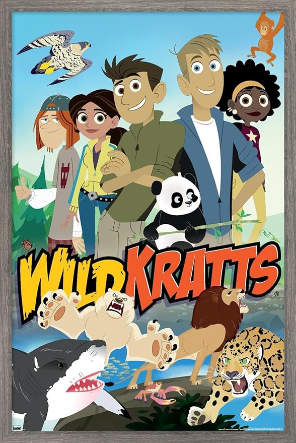 Wild Kratts - Group Wall Poster, 34L" x 22.4W", Barnwood Framed Version