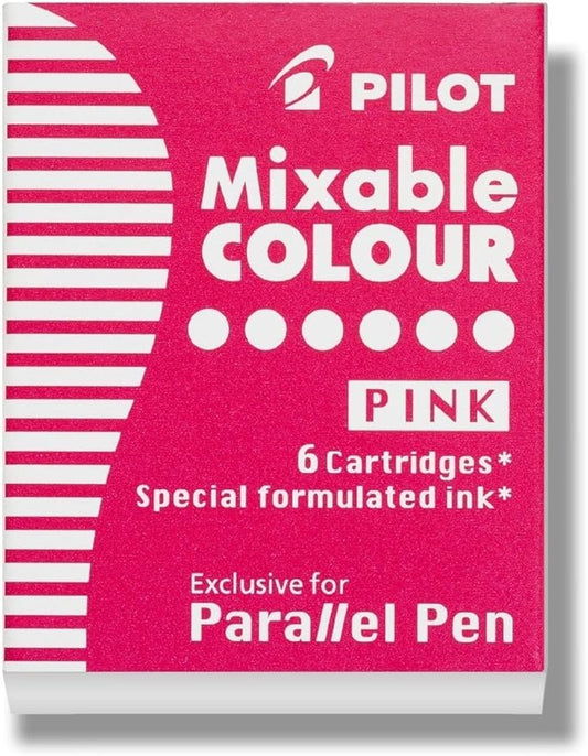 PILOT Parallel Mixable Color Ink Refills for Calligraphy Pens, Pink, 6-Pack (77310)