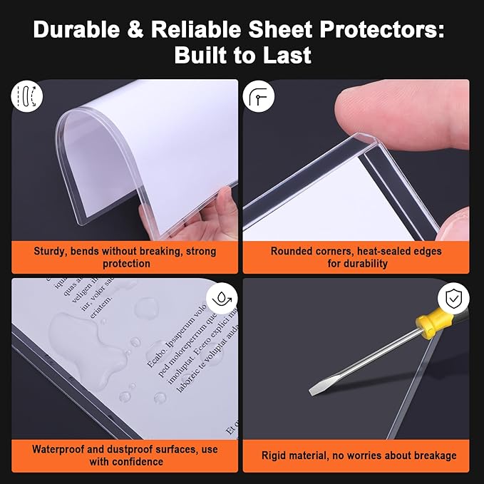 Ndsox 5 Pack 11" x 17" Rigid Print Protectors - Heavy Duty Hard Plastic Sheet Page Protectors - Crystal-Clear Menu Holders - Top Loading Art Prints Sleeves for Documents Magazines Posters Photographs