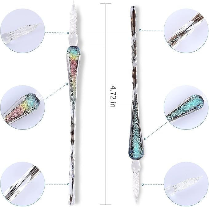 glass dip pen set,Calligraphy pens for beginners,ink pen, Writing, Signatures, Calligraphy, Decoration, Gift with two Art pen (Colorful)